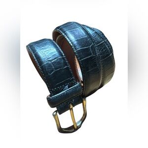 Martin Dingman Mens Black Alligator Grain Hand Made Calfskin Belt Size 37.5-41”